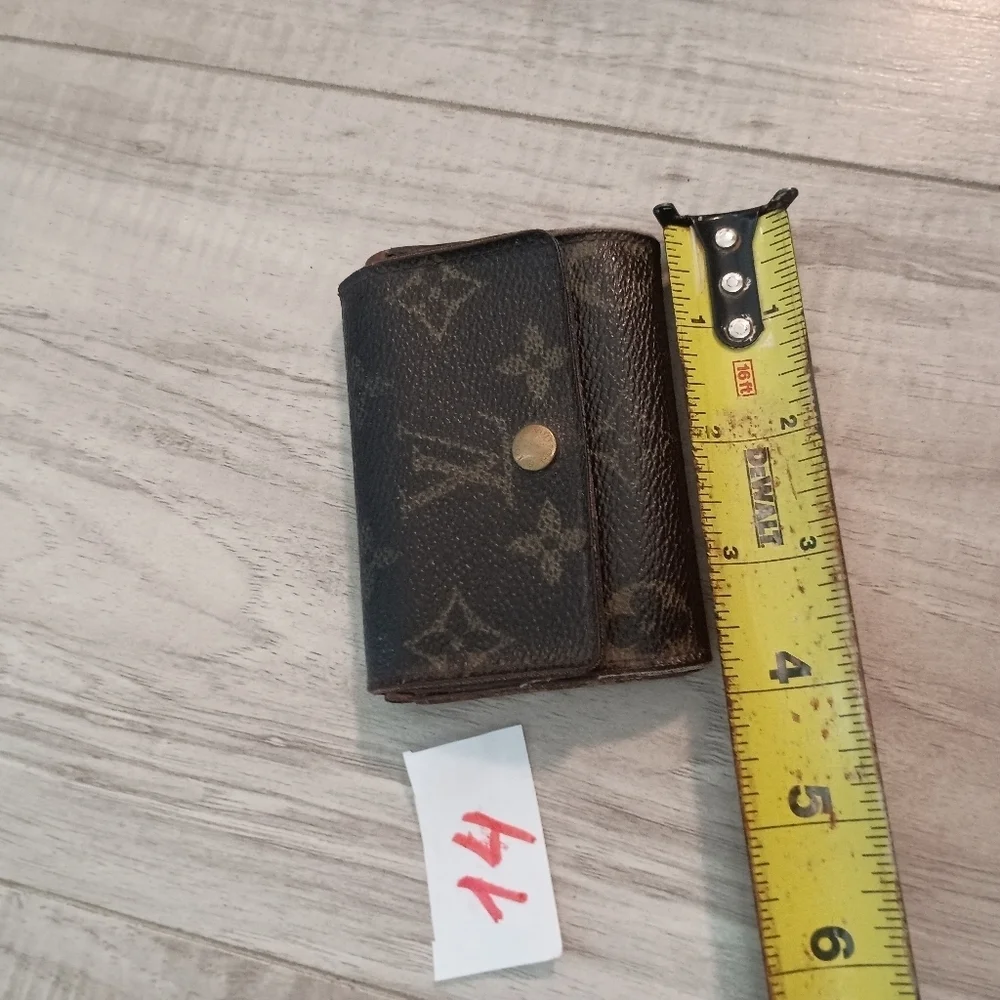 Authentic Louis Vuitton LV Micro Brown Folding Monogram Leather Card Wallet Smal
